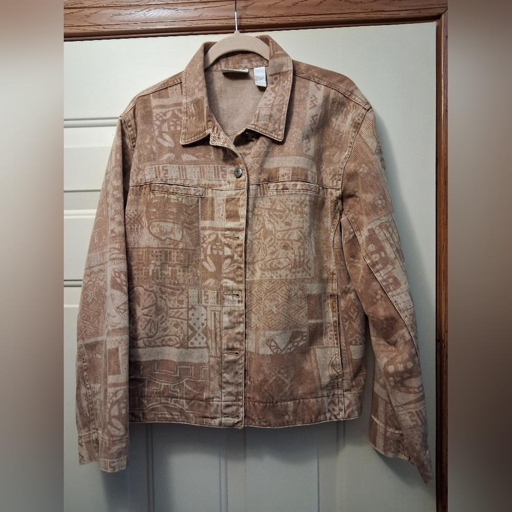 Chico's Brown Patterned Jean Jacket - image 1